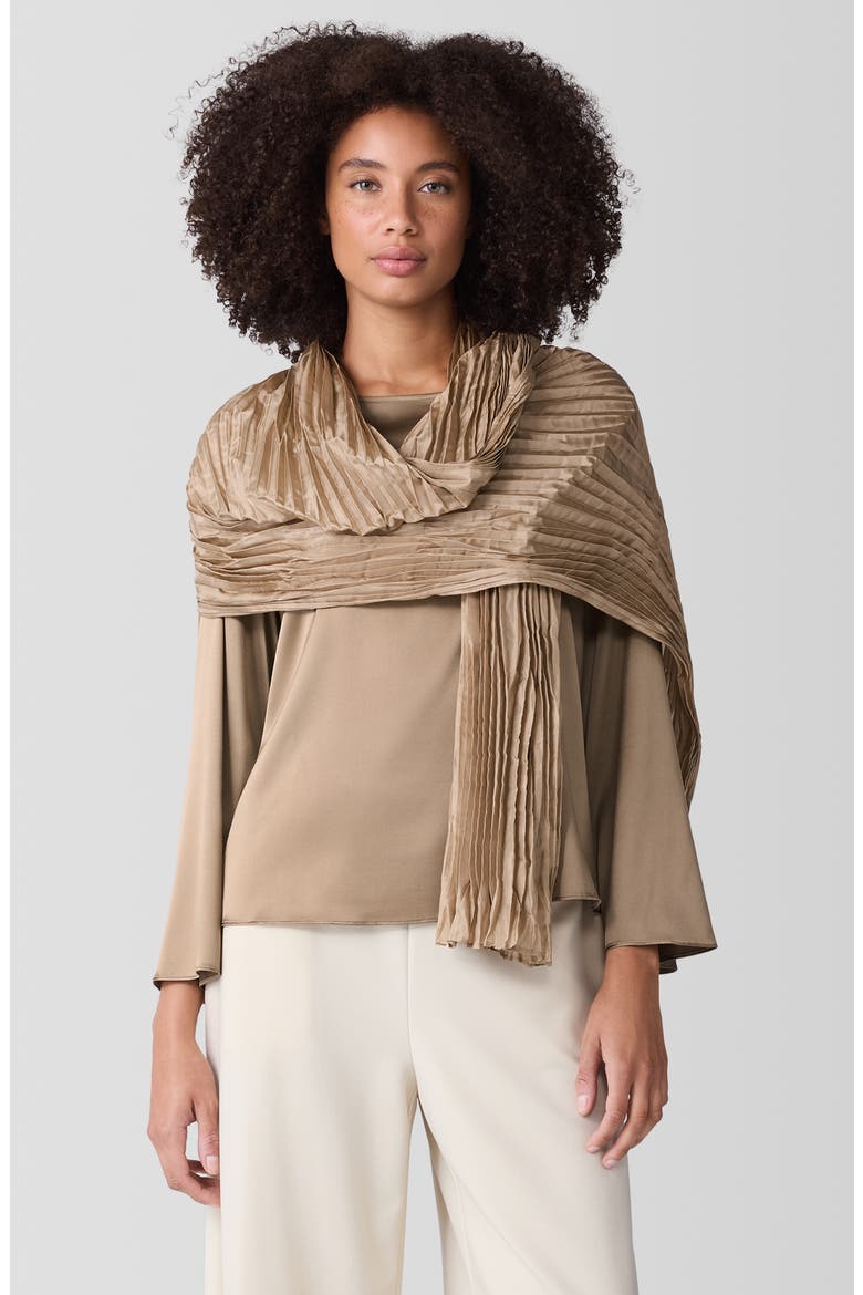 Whisper Plissé Silk Scarf, Alternate, color, BISCUIT