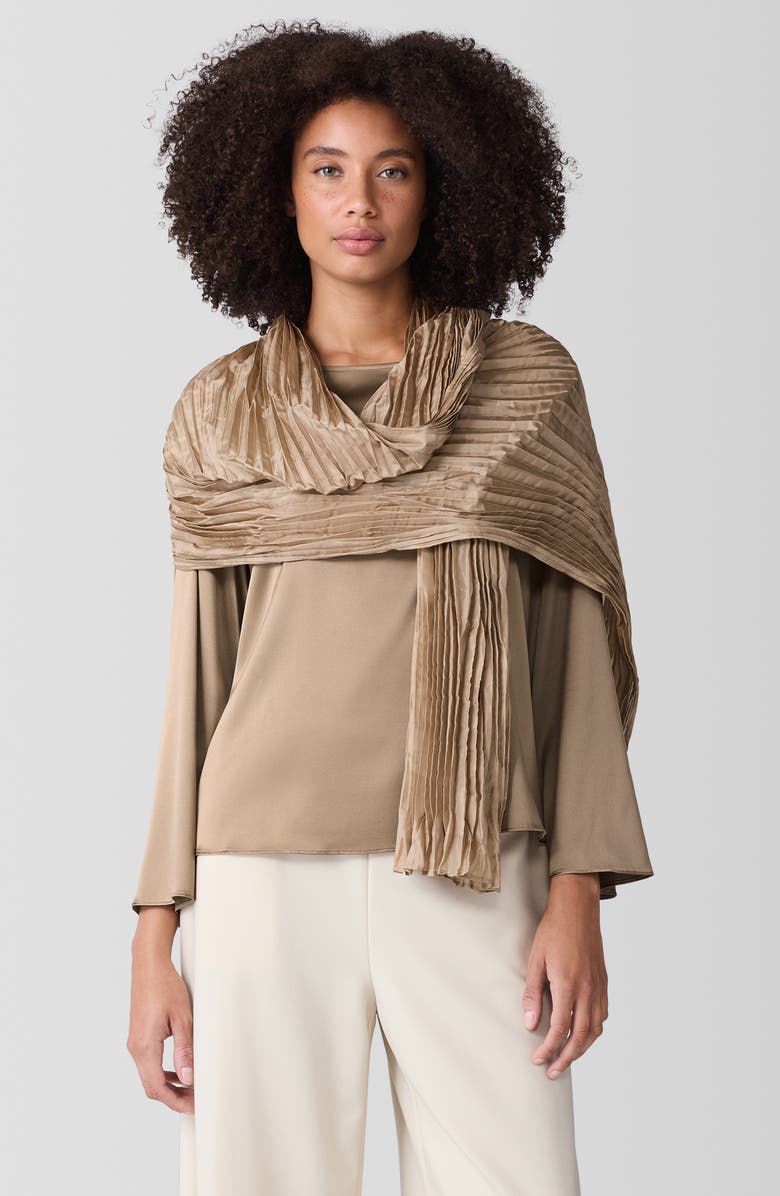 Eileen Fisher Whisper Pleated Silk Scarf, Alternate, color, 