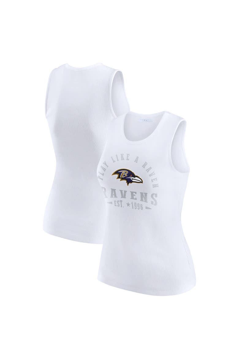 Women's WEAR by Erin Andrews  White Baltimore Ravens Ribbed Graphic Tank Top, Main, color, White