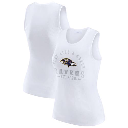 Wear By Erin Andrews White Baltimore Ravens Ribbed Graphic Tank Top