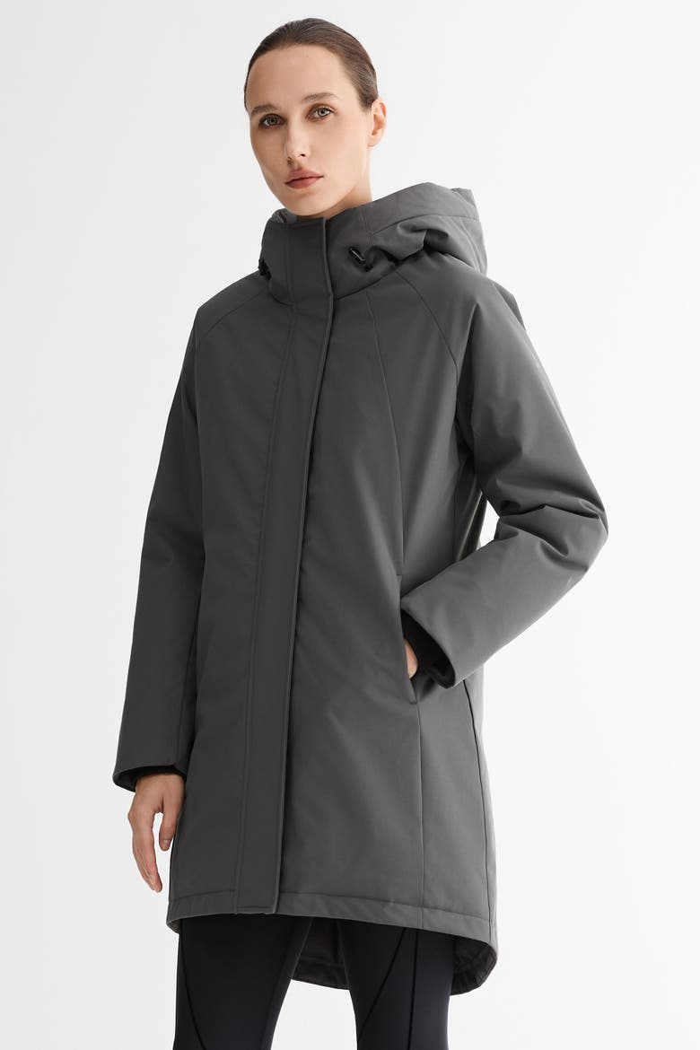 Mid-Length Windproof Parka Coat, Alternate, color, Gray
