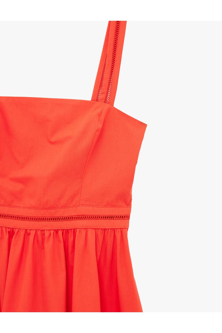 Square Neck Lace Detail Cotton Strappy Dress, Alternate, color, RED