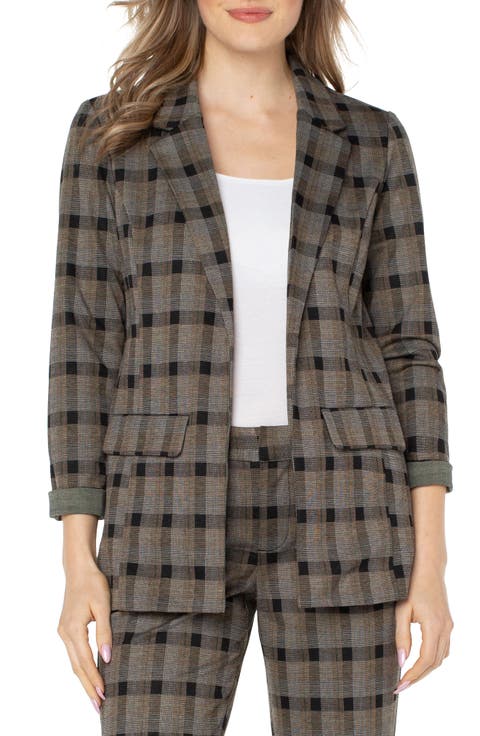 Jacquard Plaid Boyfriend Blazer