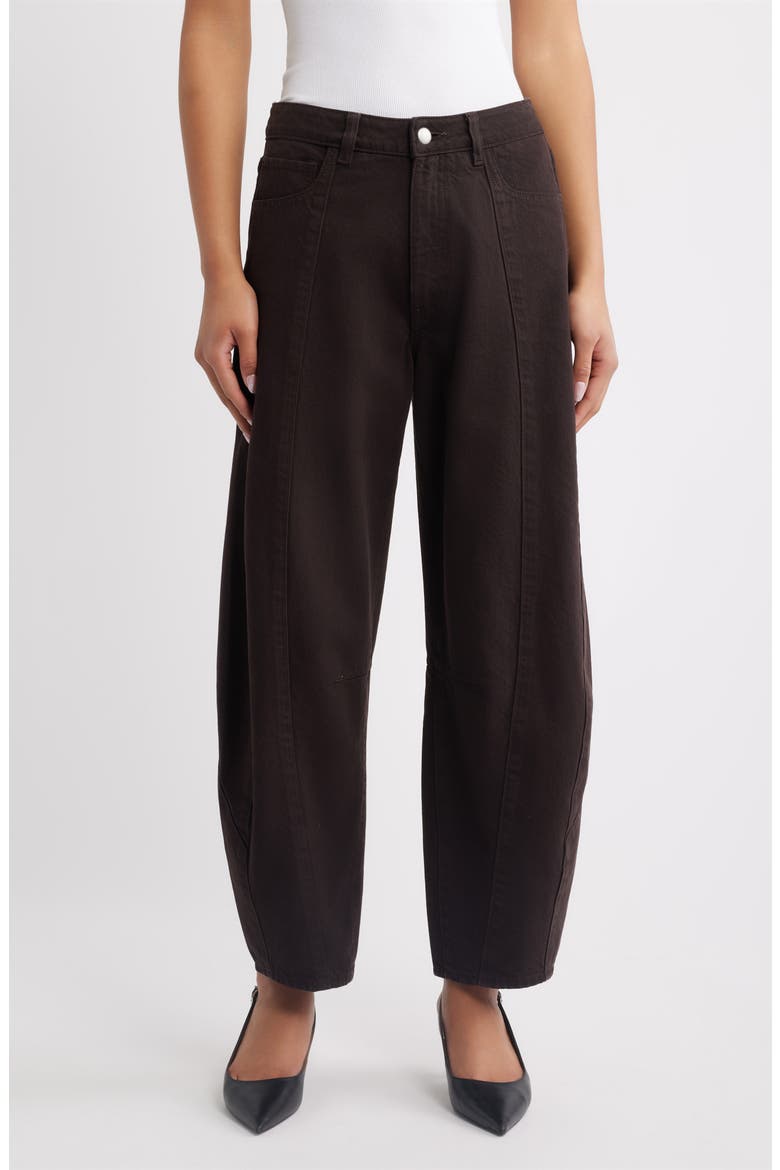 Miro High Waist Barrel Jeans, Main, color, TOBACCO