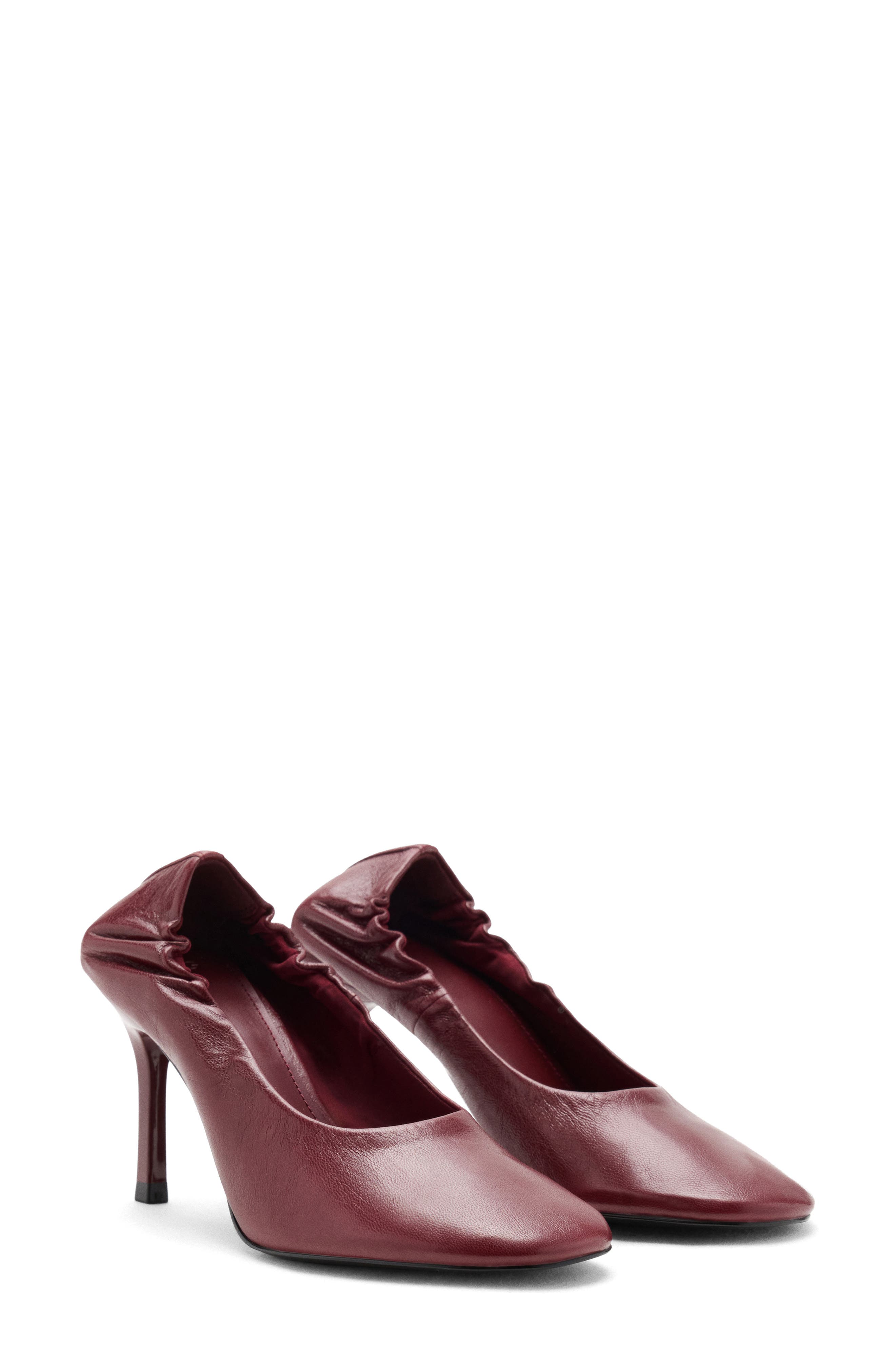 Leather Round Toe Pump, Main, color, BURGUNDY