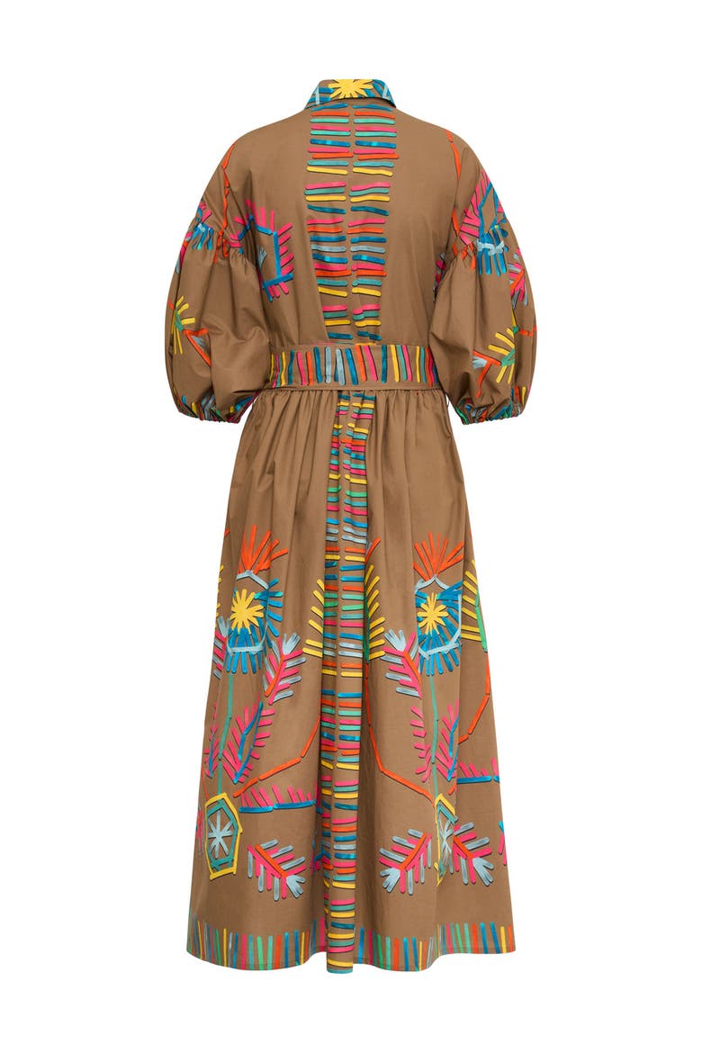 Printed Poplin Dress With Belt, Alternate, color, Tobacco Multicolour