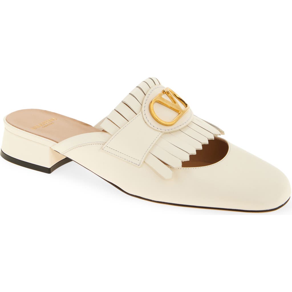 Valentino Vlogo Signature Leather Slippers In Ivory