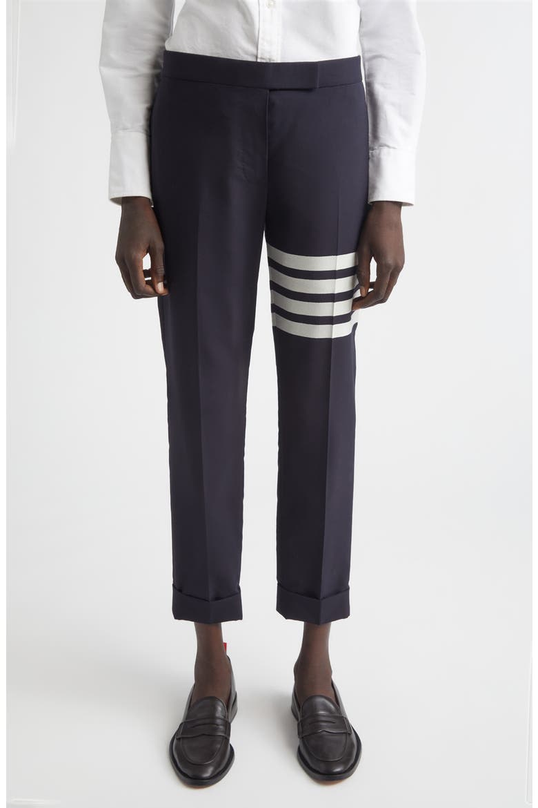 4-Bar Wool Crop Skinny Pants, Main, color, NAVY