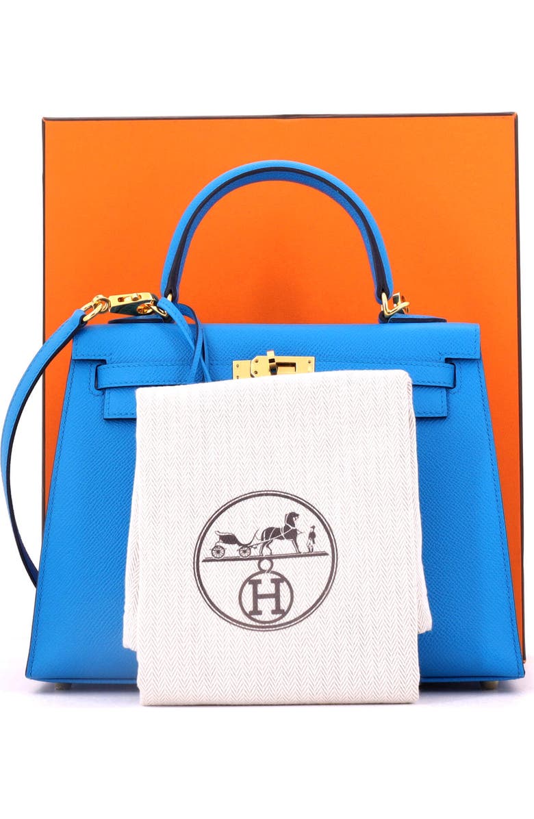 Pre-Owned Hermes Kelly Handbag Blue Epsom with Gold Hardware 25, Alternate, color, Bleu Frida
