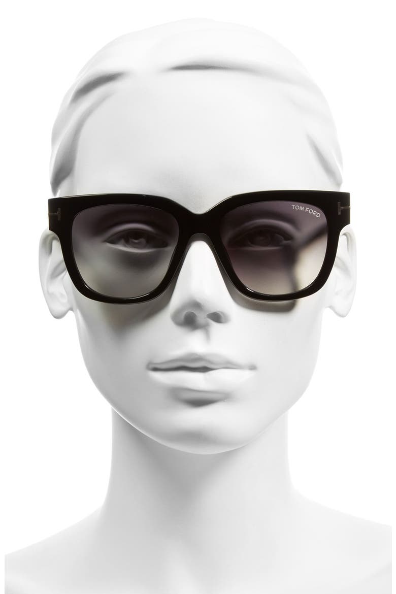 Tracy 53mm Retro Sunglasses, Alternate, color, SHINY BLACK/ GRADIENT SMOKE