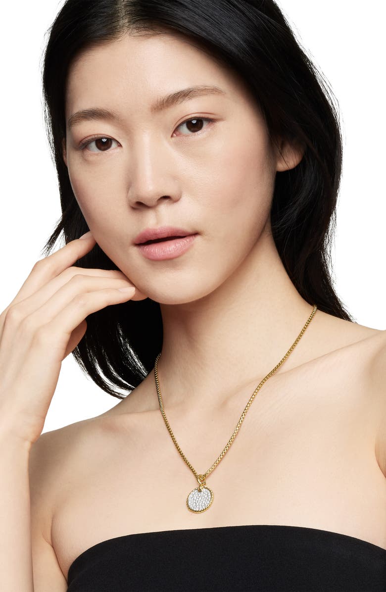 David Yurman Elements Pavé Diamond Disc Pendant in 18K Yellow Gold, Alternate, color, 