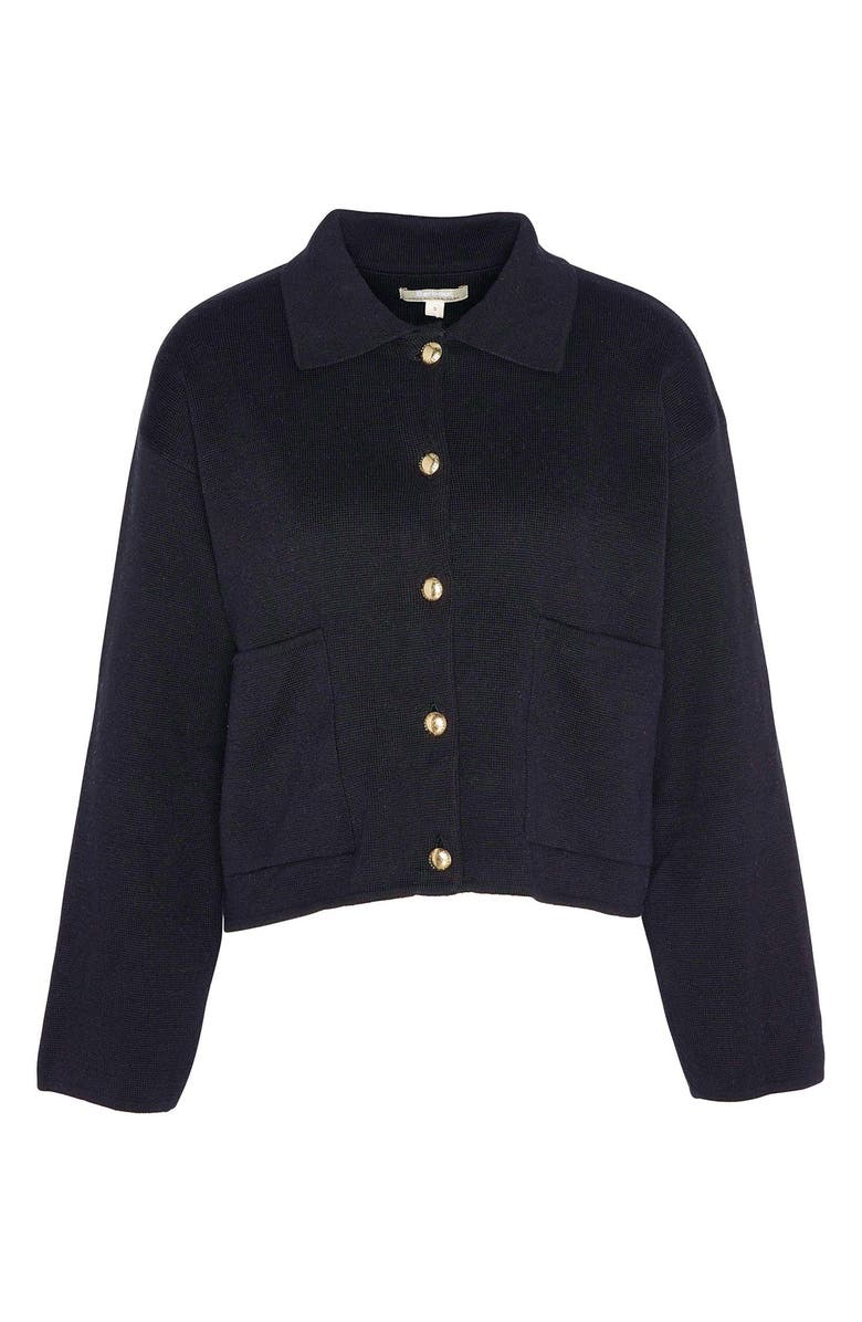 Barbour Noelle Boxy Cotton Cardigan, Alternate, color, Black