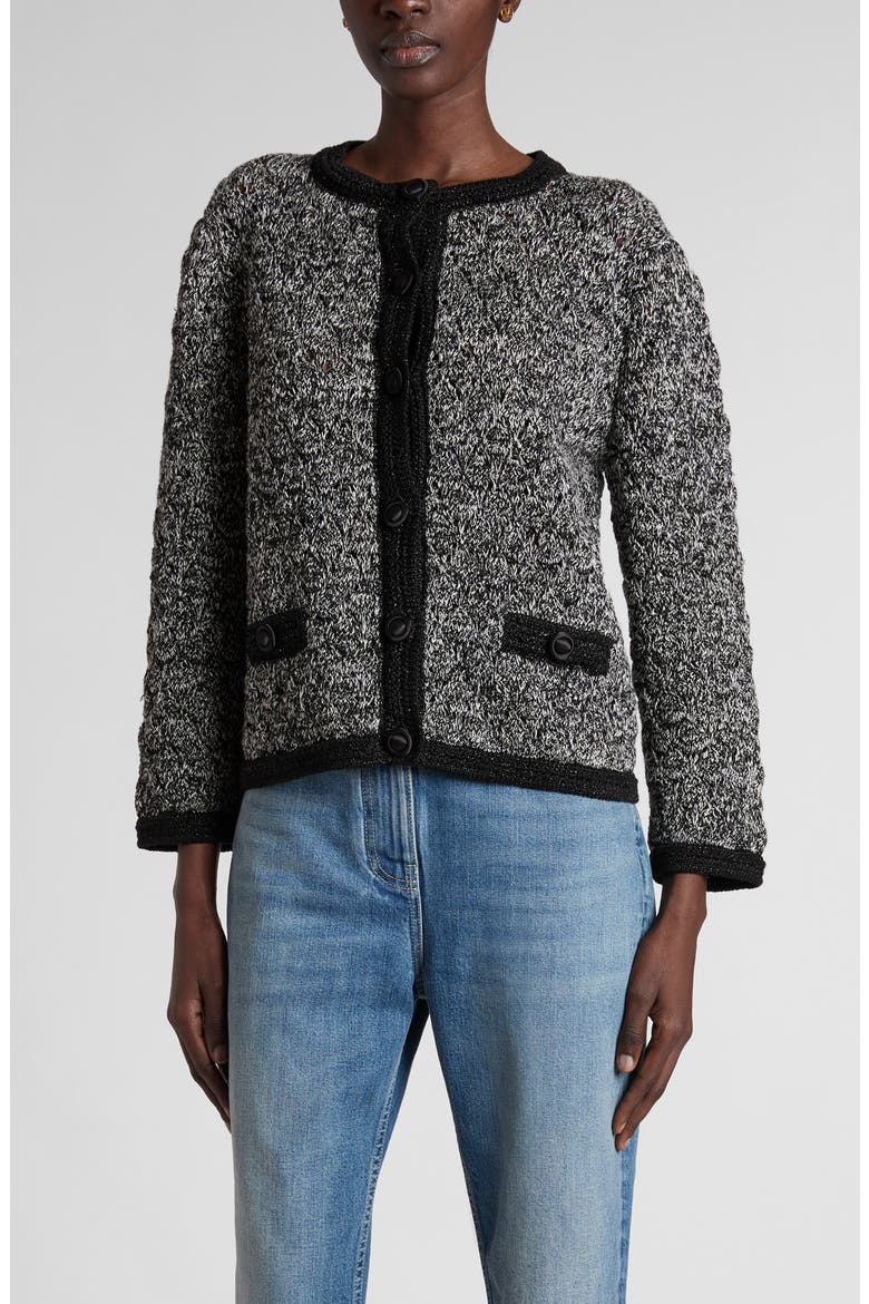 Metallic Linen Blend Jacket, Main, color, IVORY/ BLACK