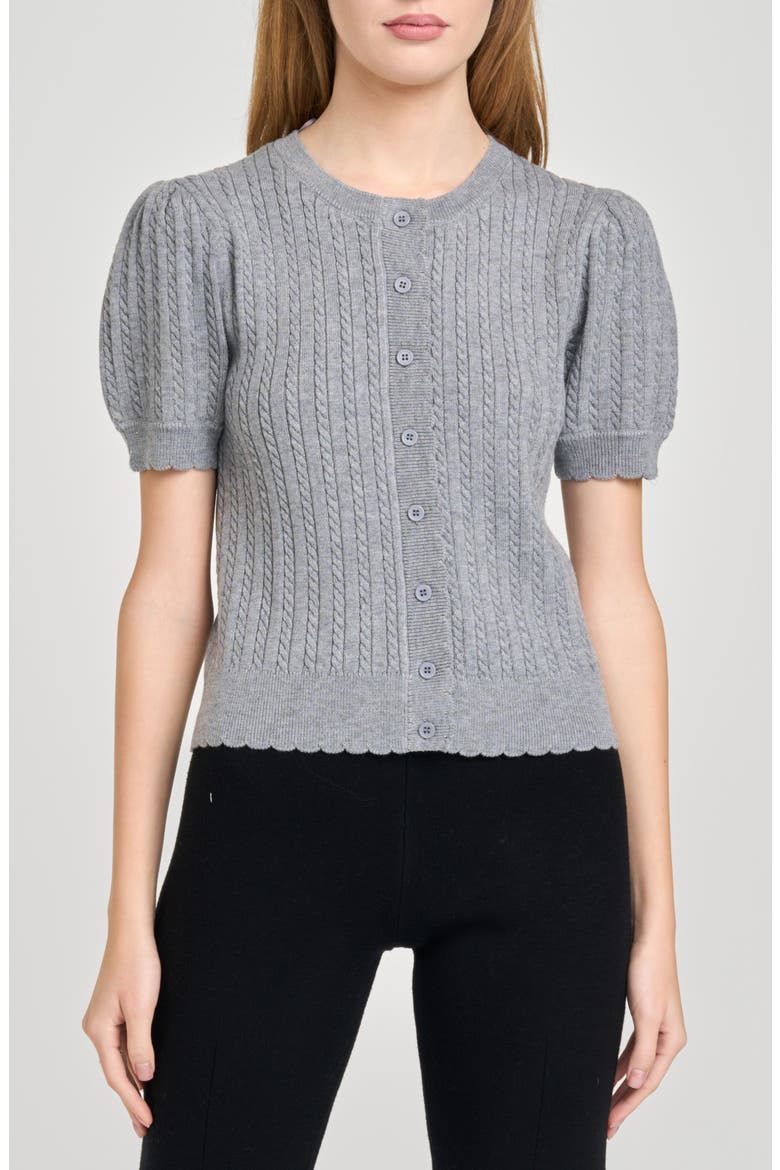 Sandra Cable Short Sleeve Cardigan, Main, color, GREY