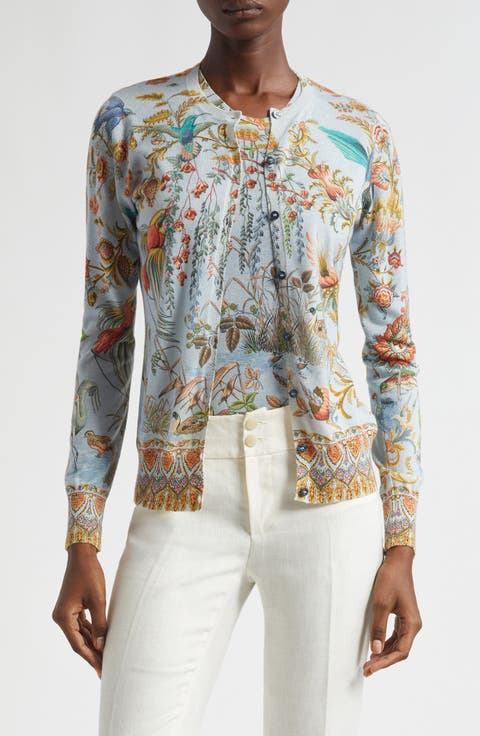 Flora & Fauna Silk & Cashmere Cardigan