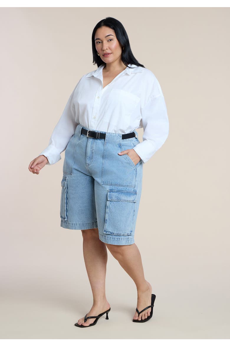 Cargo Denim Bermuda Short, Main, color, LIGHT WASH