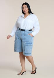 ELOQUII Cargo Denim Bermuda Short