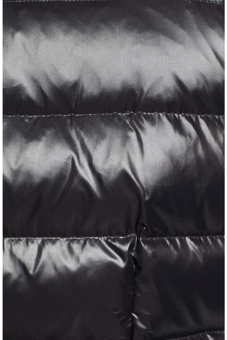 'Chelsea' Gloss Down Jacket with Removable Hood and Faux Fur Trim, Alternate, color, JET