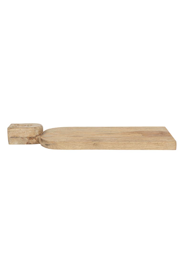 Compact Hand-Carved Mango Wood Cheese Slicer and Cutting Board with Face Handle Design and Combed Finish, Natural, Alternate, color, Natural