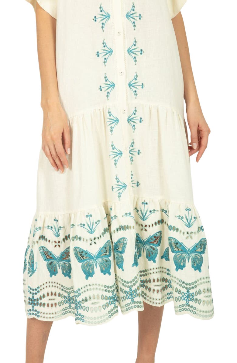 SECRET MISSION Marcella Dress, Alternate, color, Crème & Multi Blue Embroidery