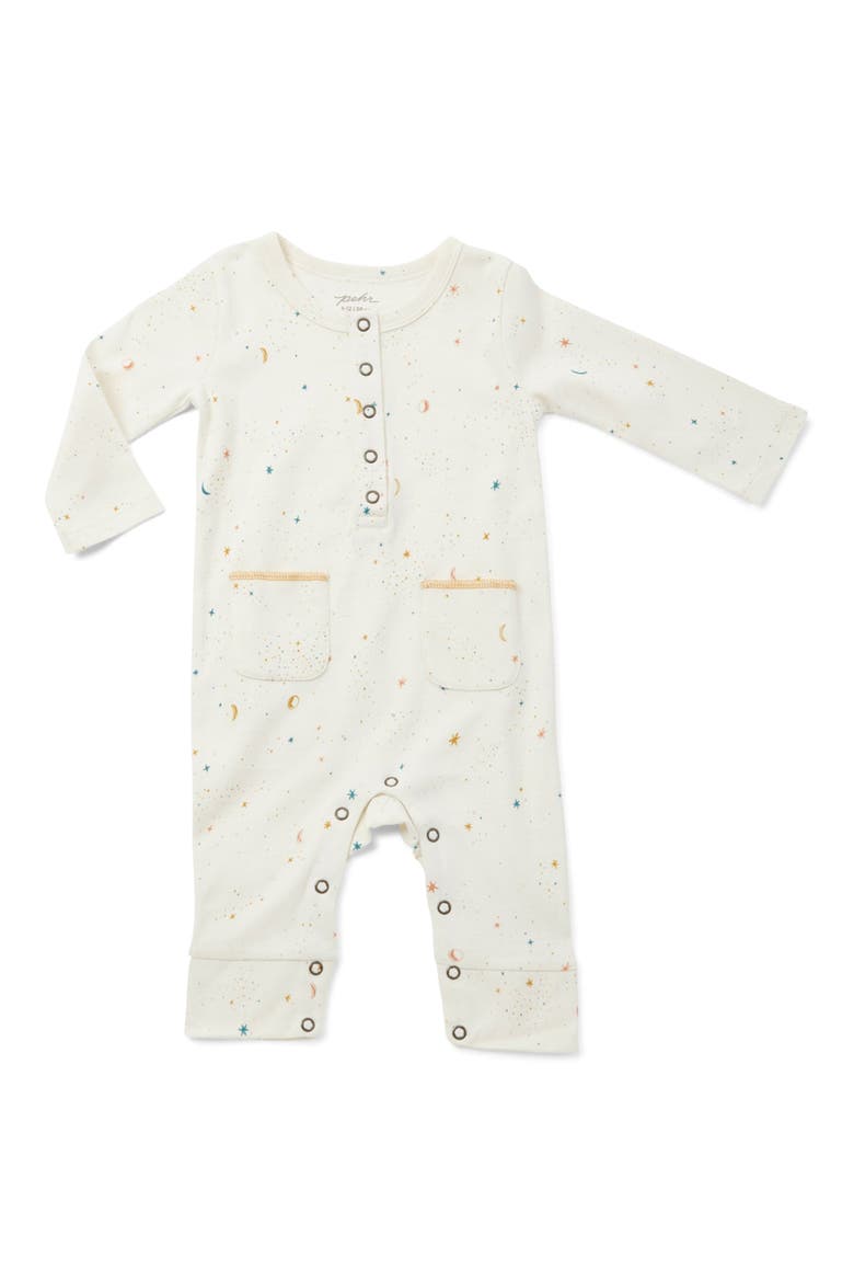 Print Long Sleeve Organic Cotton Romper, Main, color, CELESTIAL