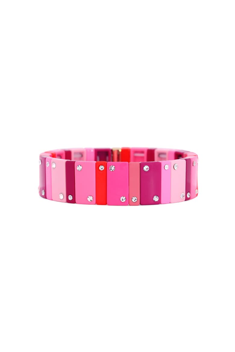 Hot Pink Domino Stretch Bracelet, Main, color, Hot Pink