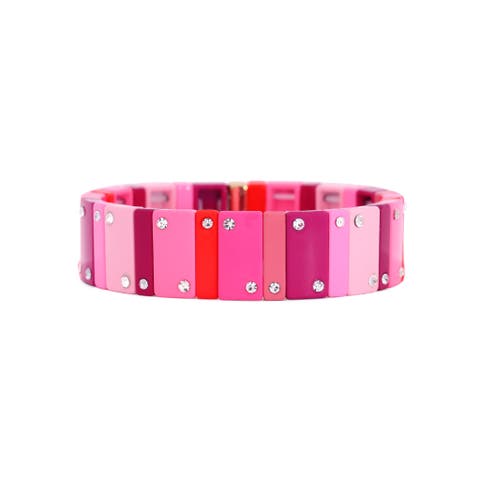 Hot Pink Domino Stretch Bracelet