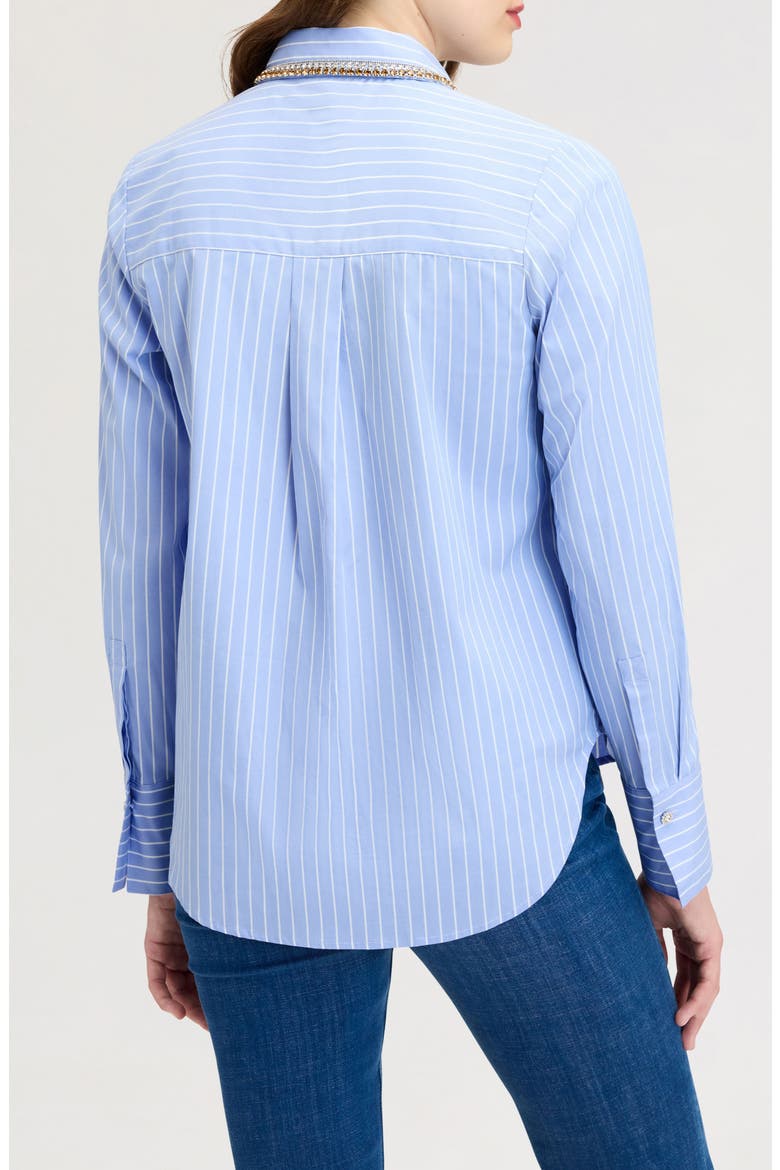 Embellished Collar Striped Button-Up Shirt, Alternate, color, CAPRI STRIPE