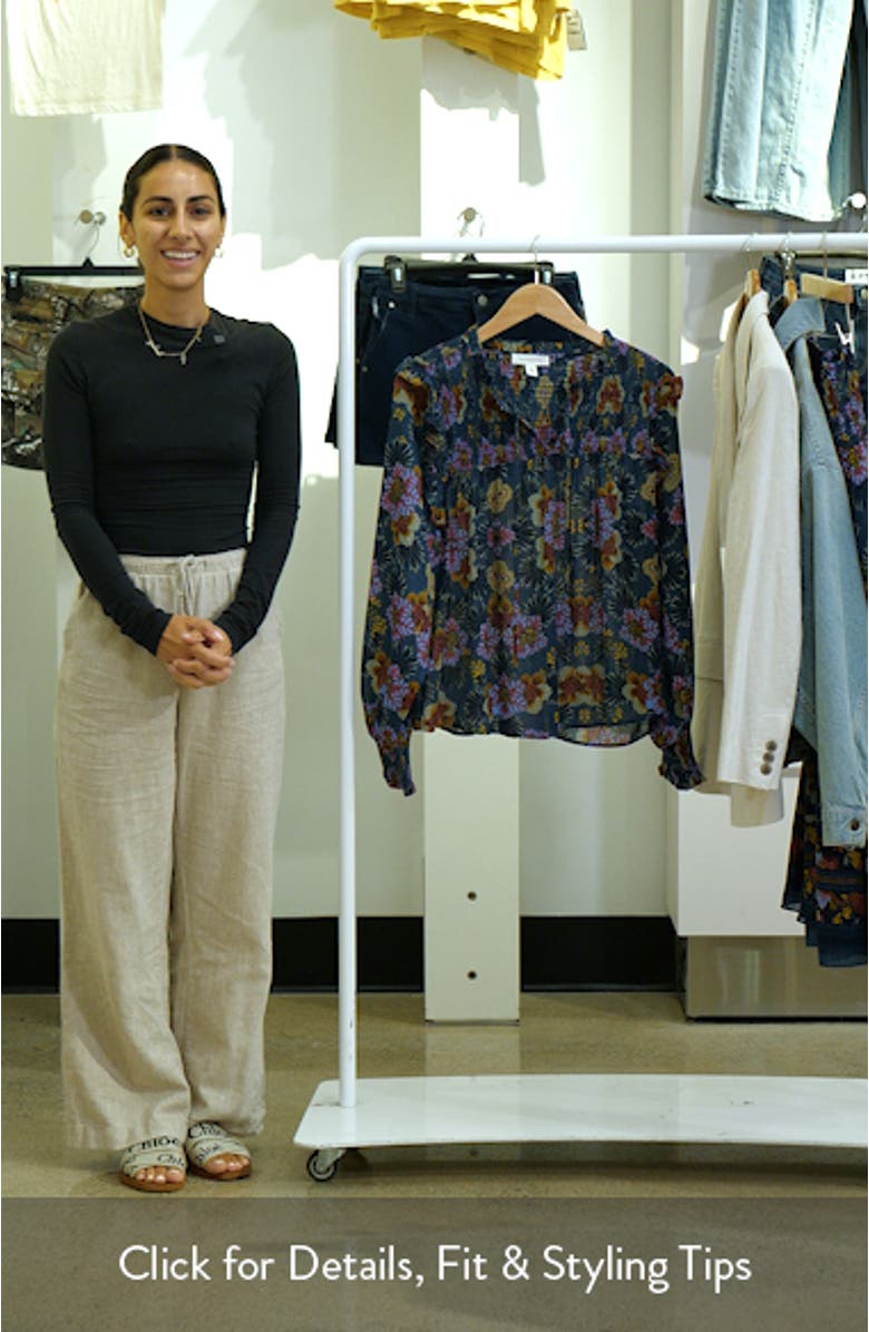 Floral Smocked Yoke Popover Top, sales video thumbnail