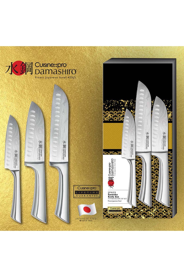 Damashiro® 3-Piece Santoku Knife Set, Alternate, color, Silver