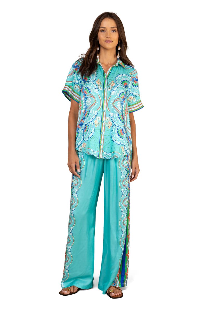 Hale Bob Aviara Silk Shirt, Alternate, color, Turquoise