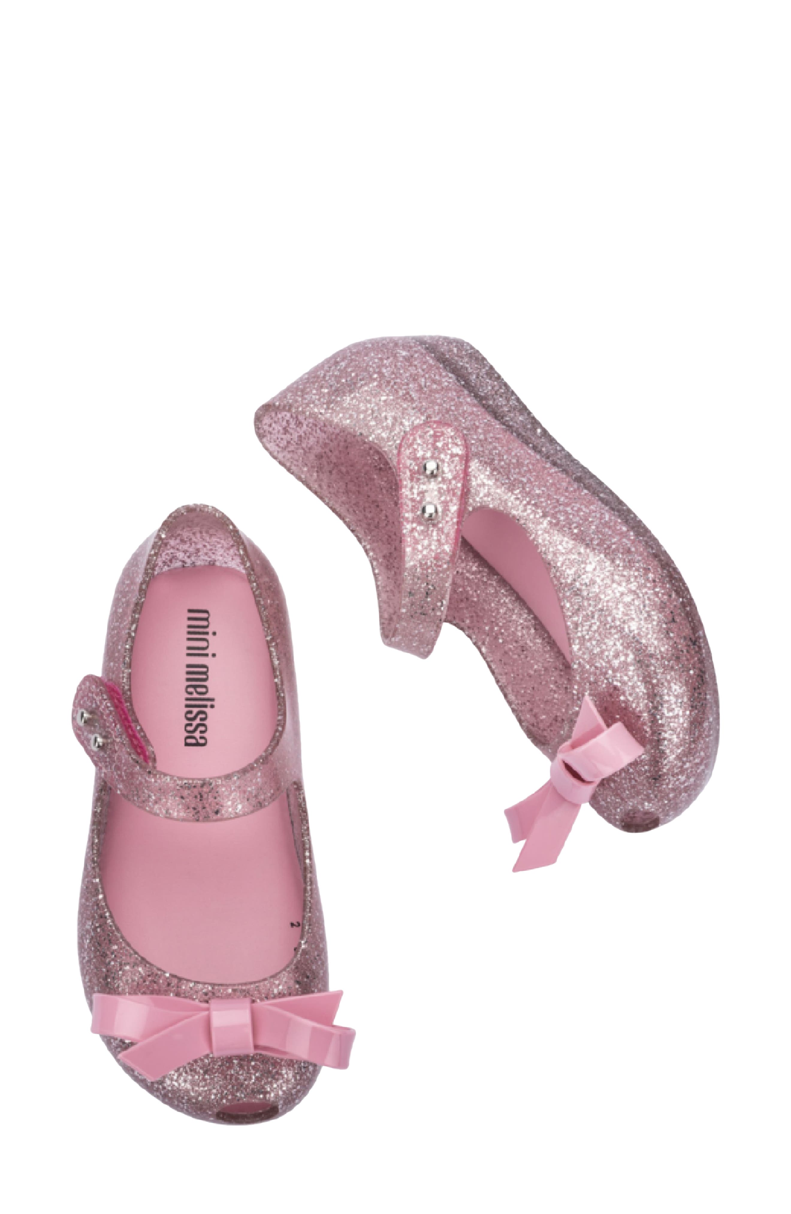 Mini Melissa Kids' Ultrabow Mary Jane, Alternate, color, Pink Glitter