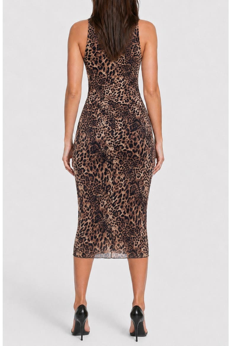 Sleeveless Mesh Midi Dress, Alternate, color, LEO/ BLACK