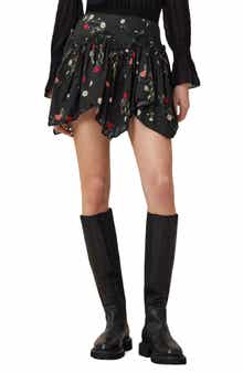 AllSaints Delilah Floral Cotton Asymmetric Miniskirt