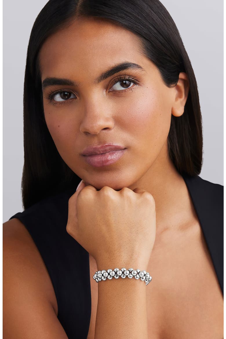 Caviar Bubbly Three-Row Beaded Statement Bracelet, Alternate, color, STERLING SILVER
