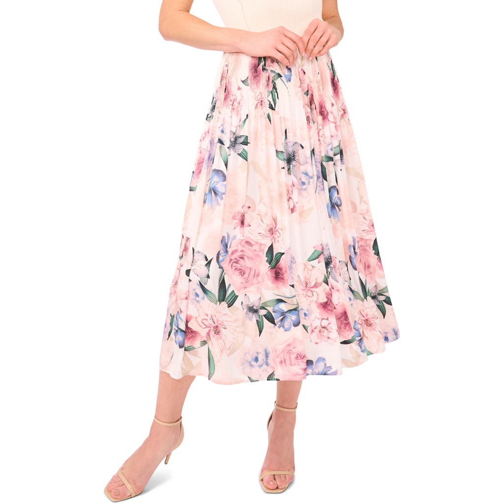 Ted Baker Aria Floral Pleated Skirt In Vanilla Ice