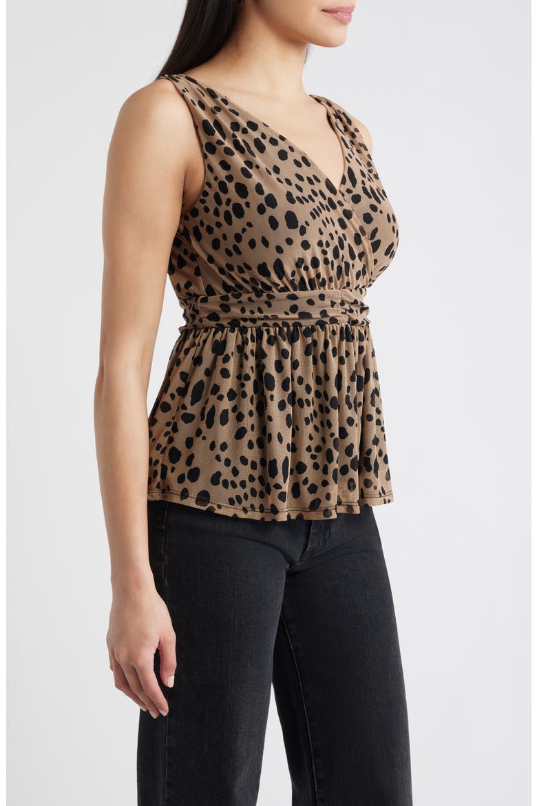 Sleeveless Peplum Top, Alternate, color, CAMEL