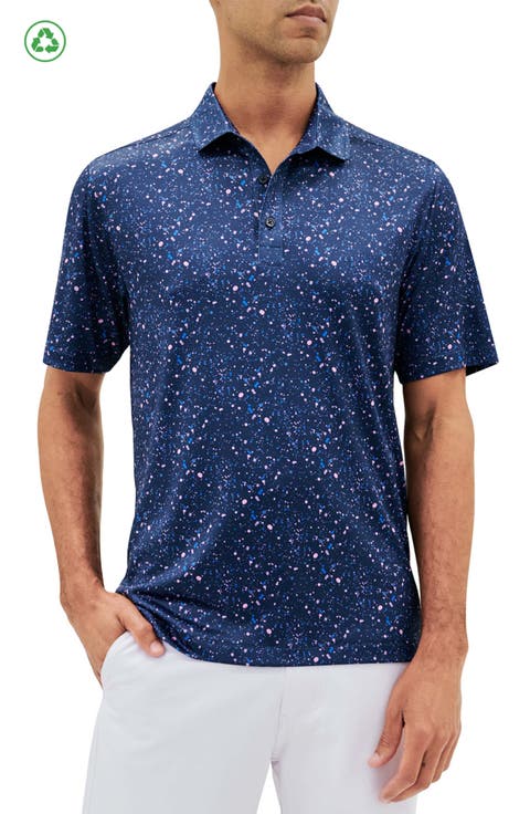 Regular Fit Paint Splatter Print Recycled Performance Golf Polo
