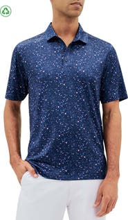 CONSTRUCT Regular Fit Paint Splatter Print Recycled Performance Golf Polo
