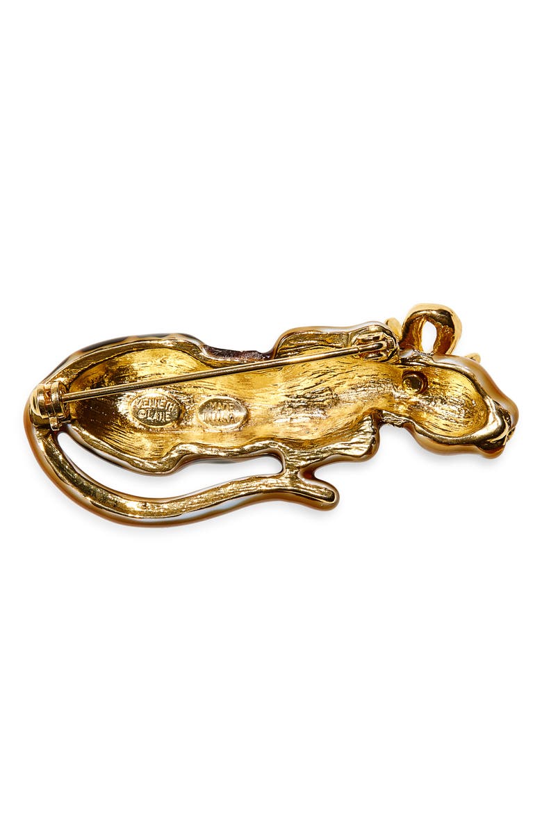 Kenneth Jay Lane Leopard Bow Pin, Alternate, color,