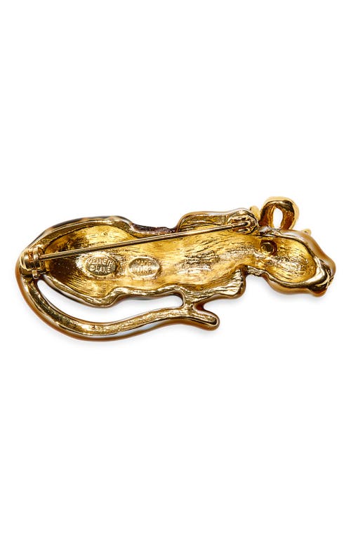Kenneth Jay Lane Leopard Bow Pin In Metallic