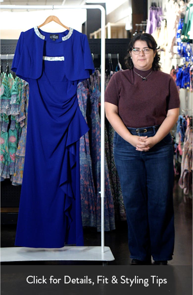 Bead Detail Stretch Crepe Gown with Bolero Jacket, sales video thumbnail