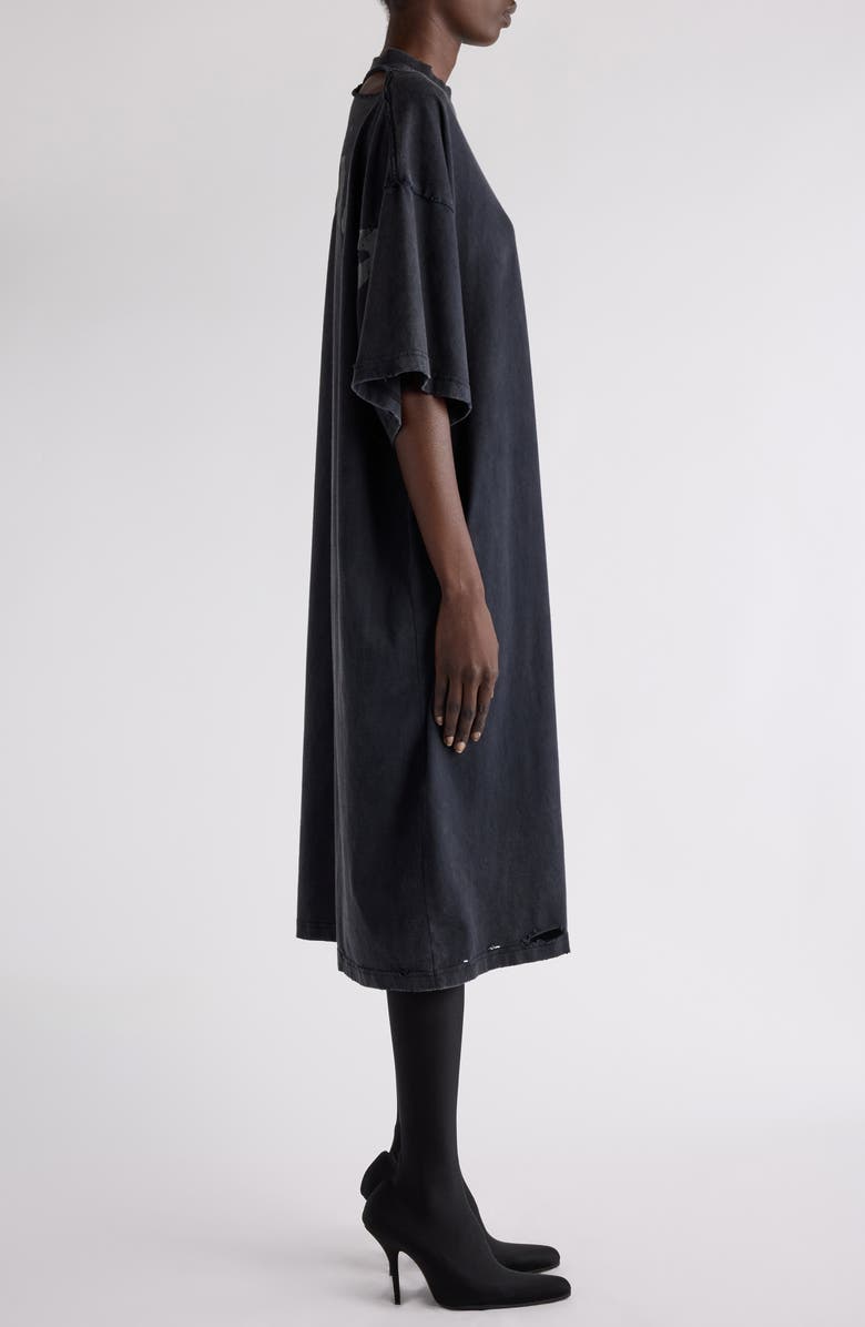 Balenciaga Distressed Paint Logo Graphic T-Shirt Dress, Alternate, color, 