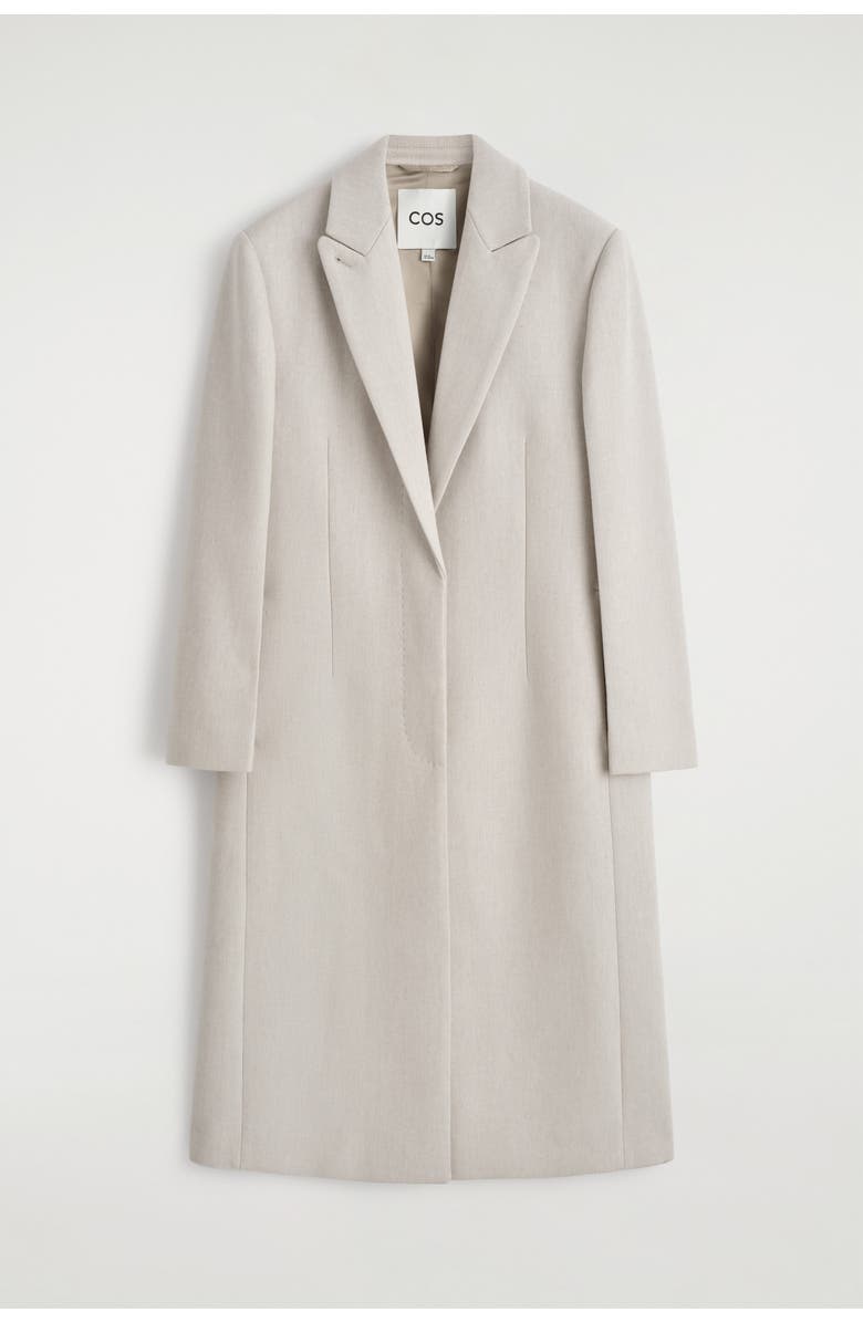 COS Tailored Wool-Twill Long Coat, Alternate, color, Light Beige