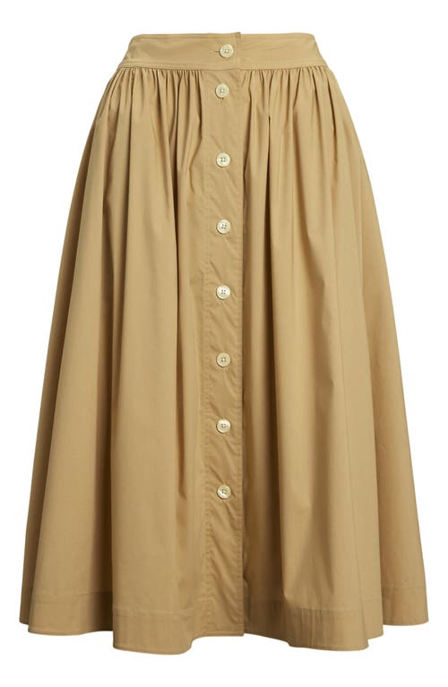 Ralph Lauren Button-front Cotton-blend Skirt In Sand Dune