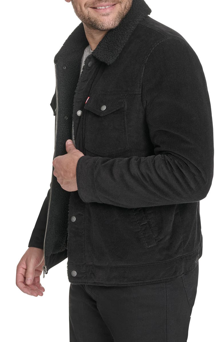 Levi's Corduroy & Faux Shearling Depot Jacket, Alternate, color, Black