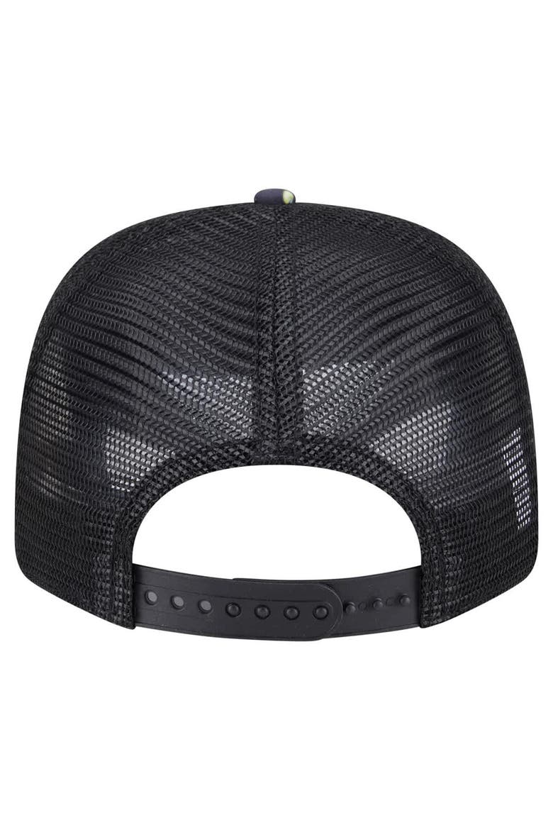 Men's New Era  Navy/Black Miami Dolphins Adventure Drinks Pattern 9SEVENTY Stretch-Snap Hat, Alternate, color, Navy