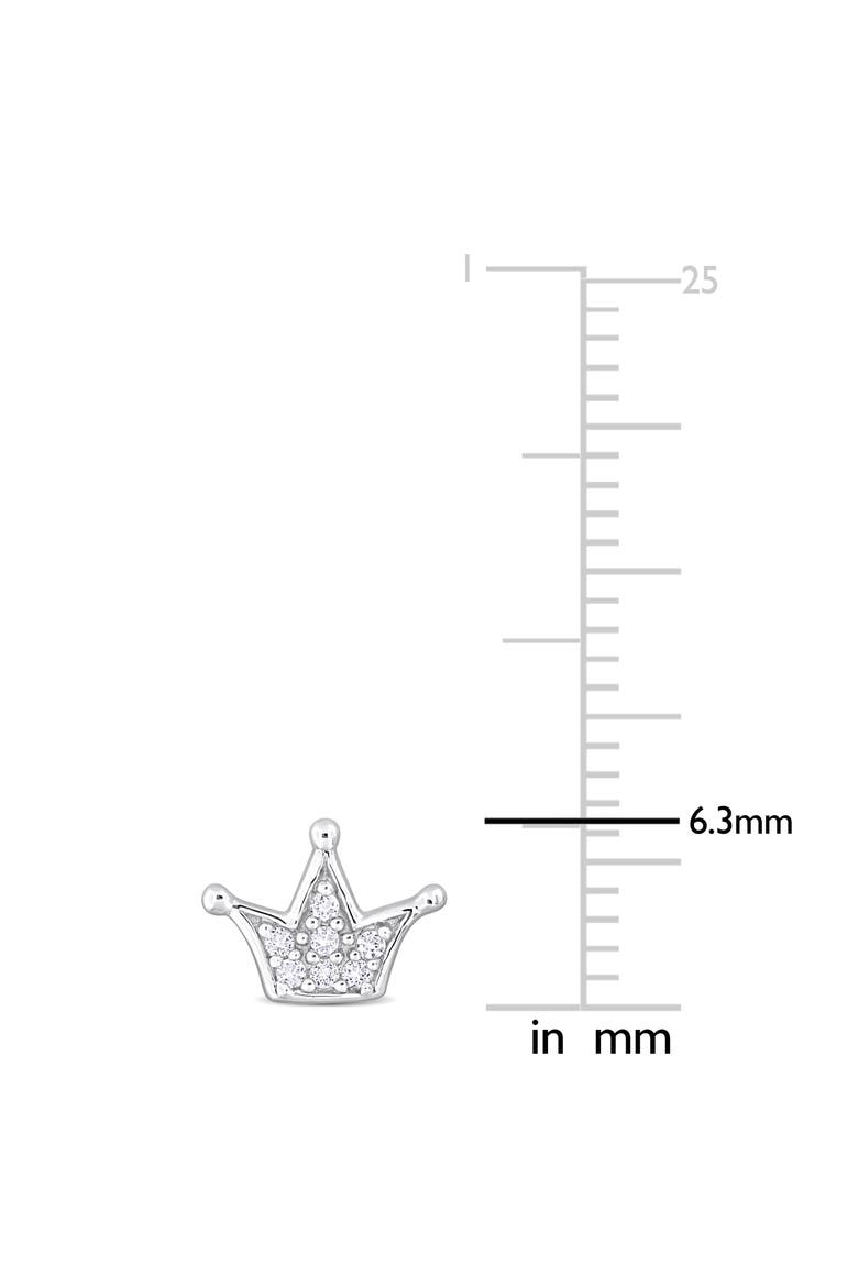 Created White Sapphire Crown Stud Earrings, Alternate, color, SILVER