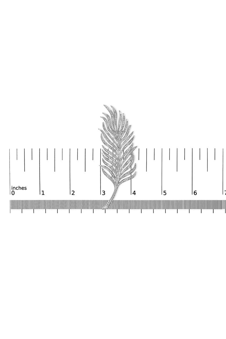 18K White Gold 2 7/8 Cttw Diamond Feather Brooch Pin, Alternate, color, White