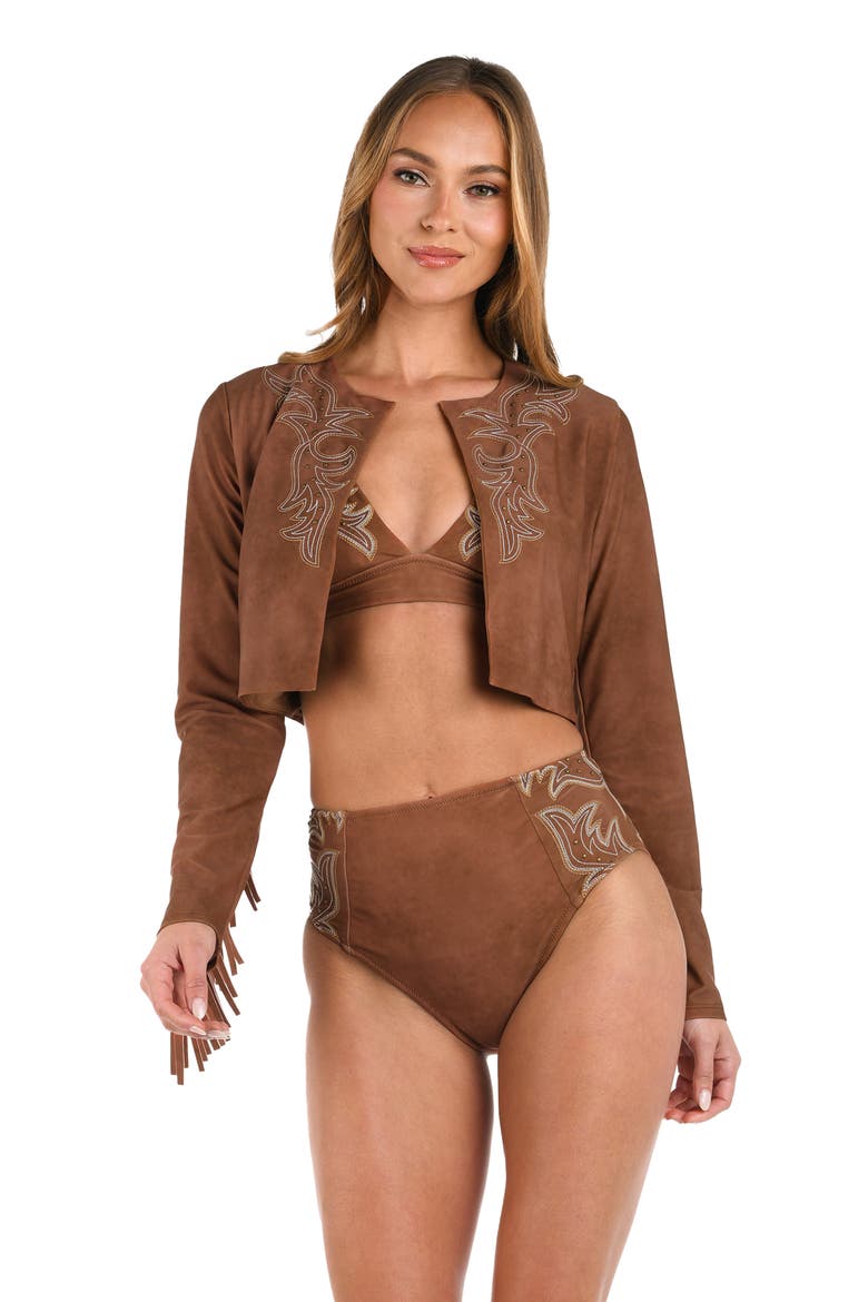 Adeline Bolero Crop Cover-Up Jacket, Alternate, color, BRONZE